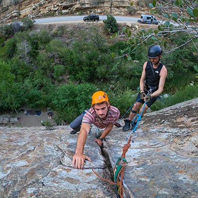 santa-barbara-outdoor-adventure-3-400x Rock climbing student and instructor in Santa Barbara, California