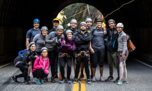 Santa Barbara business team members after their rock climbing and team-building adventure