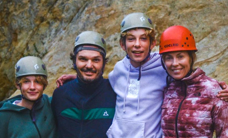 A family of happy rock climbers in Santa Barbara, California
