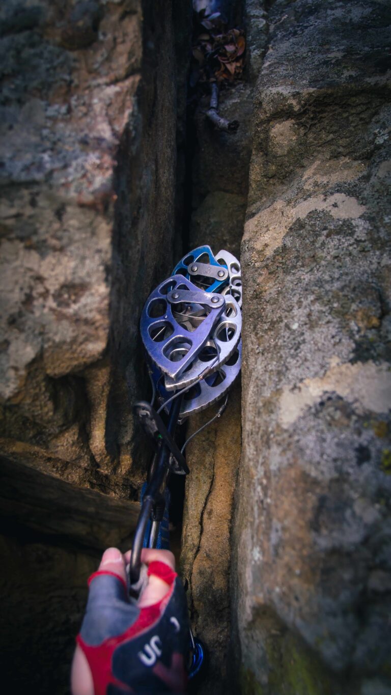 santa barbara trad climbing cam placement in crack